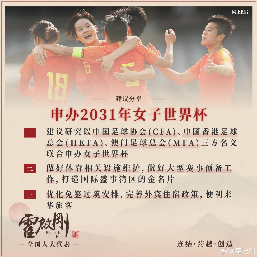 霍启刚辟谣后推动女足世界杯申办及粤港澳体育